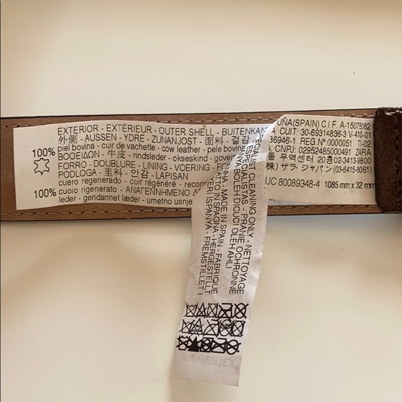 NWT. Zara Men's Brown Split Leather Belt. Size 38. - Picture 3 of 4
